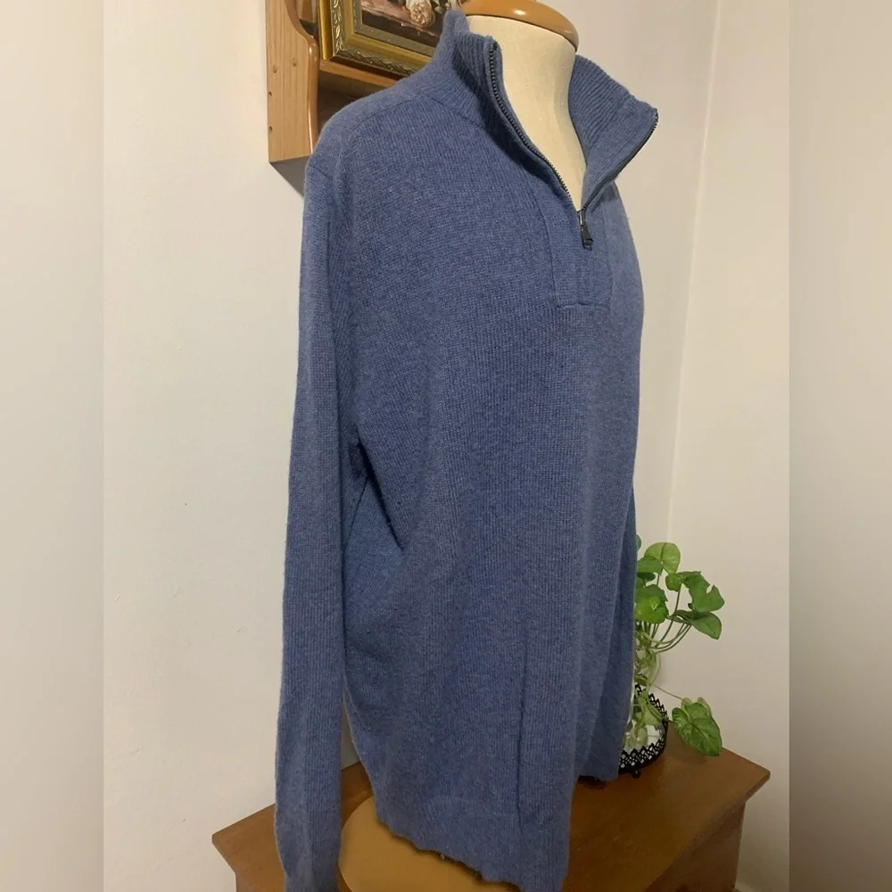 J. Crew Men's Blue 1/4 Zip Slim M Merino Wool Alpaca Blend Sweater Elbow Patches